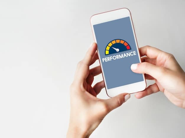 A mobile phone displaying a website loading quickly with a green checkmark indicating successful optimization, alongside tools used for measuring site speed like Google PageSpeed Insights.