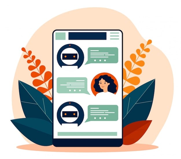 A person interacting with an AI-powered chatbot on a social media app. The chatbot is providing instant assistance with a product inquiry, demonstrating the efficiency and convenience of AI-driven customer support in social commerce.