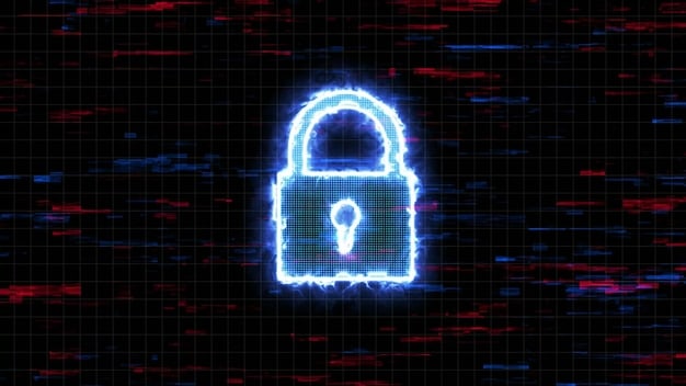 A padlock symbol made of binary code, representing the security of digital data and its protection from unauthorized access. The padlock is glowing slightly, emphasizing its importance.