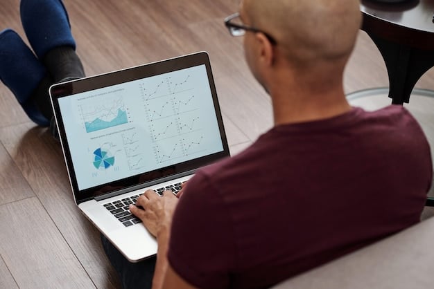 A person analyzing a large dashboard filled with charts and graphs, representing market research data. The person is using a stylus to interact with the data, with a focused expression suggesting a deep analysis and understanding of market trends.