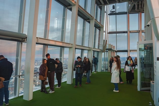 A panoramic shot of a networking event held in a modern office building in San Francisco. The focus is on individuals engaging in meaningful, face-to-face conversations, exchanging ideas, and building professional relationships. The setting is vibrant, with branded displays and interactive exhibits.