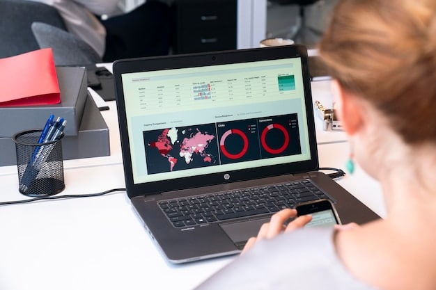 A close-up shot of a laptop screen displaying a user-friendly data analytics dashboard. The dashboard includes interactive charts, graphs, and key performance indicators (KPIs) that highlight essential business metrics.