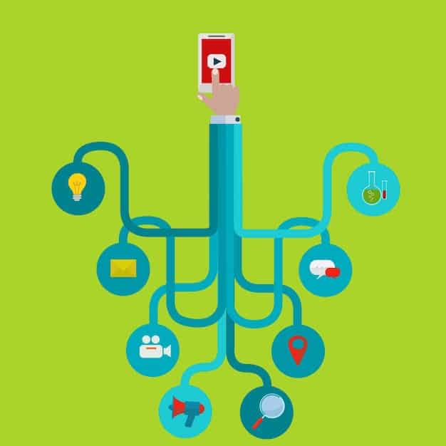 A graphic depicting the flow of data from social media and customer feedback into an AI sentiment analysis engine, showcasing the transformation of raw data into actionable insights that drive marketing ROI.
