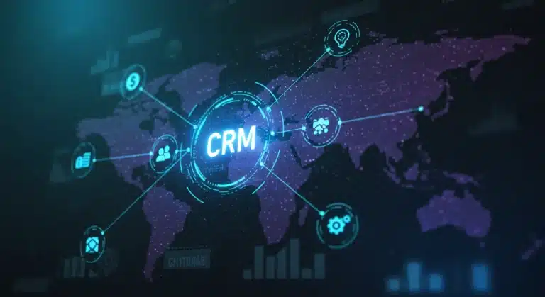 Advanced CRM dashboard showing interconnected marketing data points
