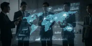 AI-powered customer journey mapping interface with data analytics and business professionals