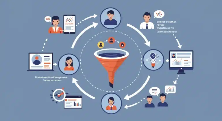 Illustration of circular marketing strategy with continuous customer engagement and feedback