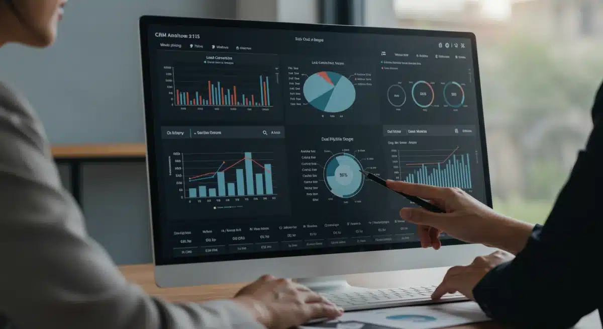 CRM analytics dashboard showing key sales performance indicators and deal velocity.