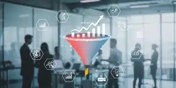 Infographic showing sales funnel optimization with CRM features leading to increased deal velocity.