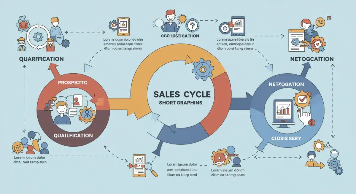 Infographic showing streamlined sales cycle stages with automation