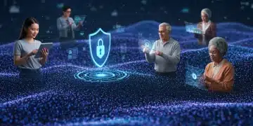 Digital shield protecting customer data in a complex marketing ecosystem, symbolizing trust and privacy.