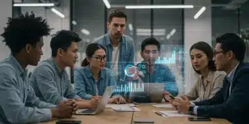 Entrepreneurs collaborating on seed funding strategy in a modern co-working space