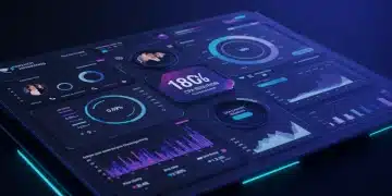 Futuristic marketing dashboard showing 18% CPA reduction in 2026