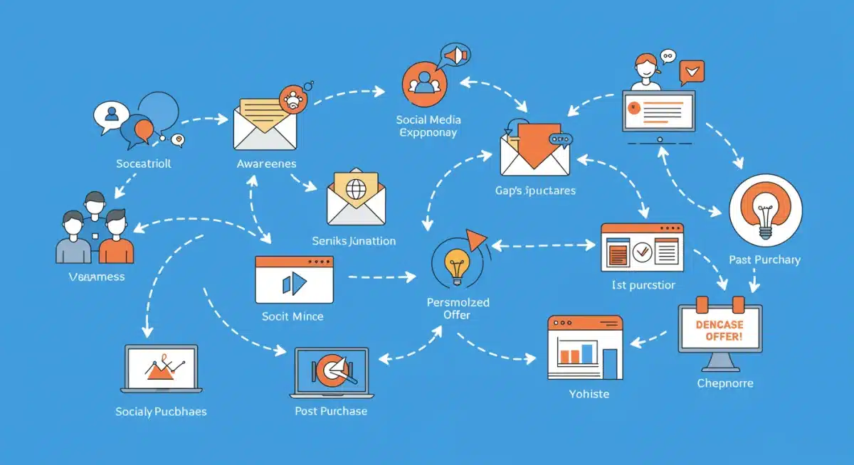 Customer journey map illustrating personalized digital touchpoints and data integration for enhanced sales engagement.