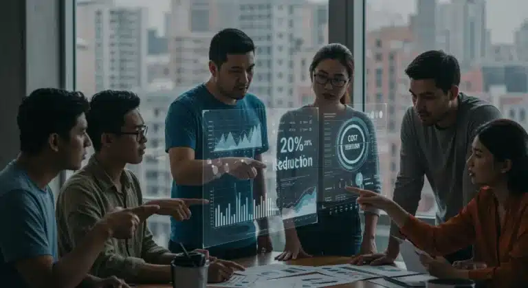 US founders analyzing financial data for 20% cost reduction