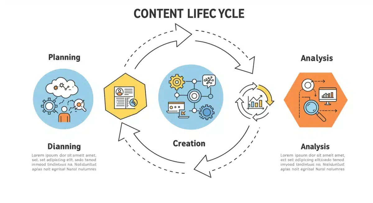 Infographic depicting content marketing lifecycle and continuous improvement