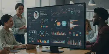 Futuristic digital marketing dashboard showing 30% organic traffic growth