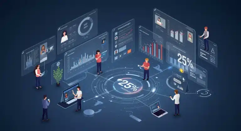 Futuristic interface showing hyper-personalized data boosting customer engagement by 25%
