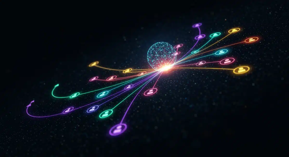 Interconnected data points forming a personalized customer journey map
