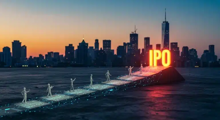 Roadmap to IPO for US Tech Startups, showing seven stages with growth and innovation