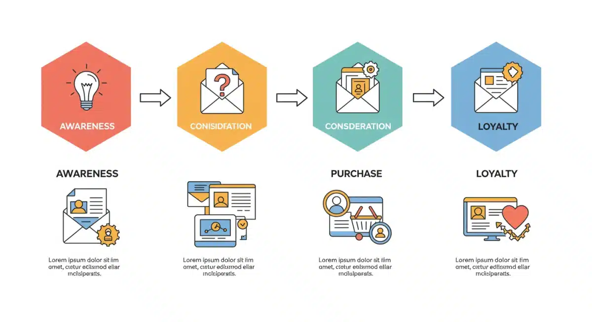 Customer journey infographic with personalized email examples.