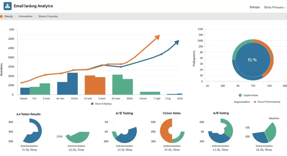 Email marketing analytics dashboard showing increased open rates and performance metrics.