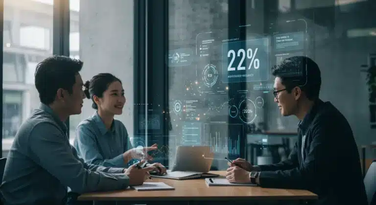Futuristic B2B sales team using AI automation for increased deal velocity.