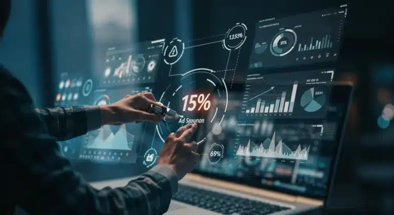 Integrated MarTech dashboard showing 15% ad spend reduction