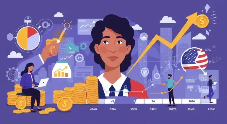 Small business owner reviewing growth chart, symbolizing sustainable profitability in 2026.
