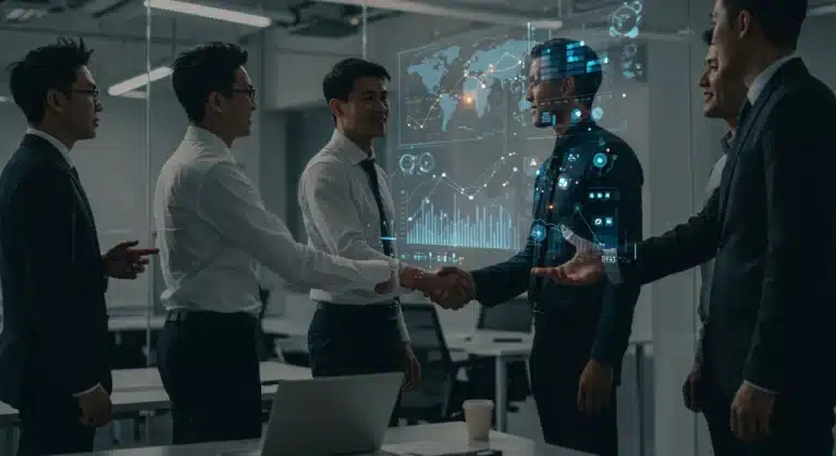Business professionals collaborating to accelerate market entry for startups