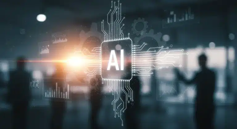 Abstract representation of ethical AI in marketing, symbolizing trust and transparency