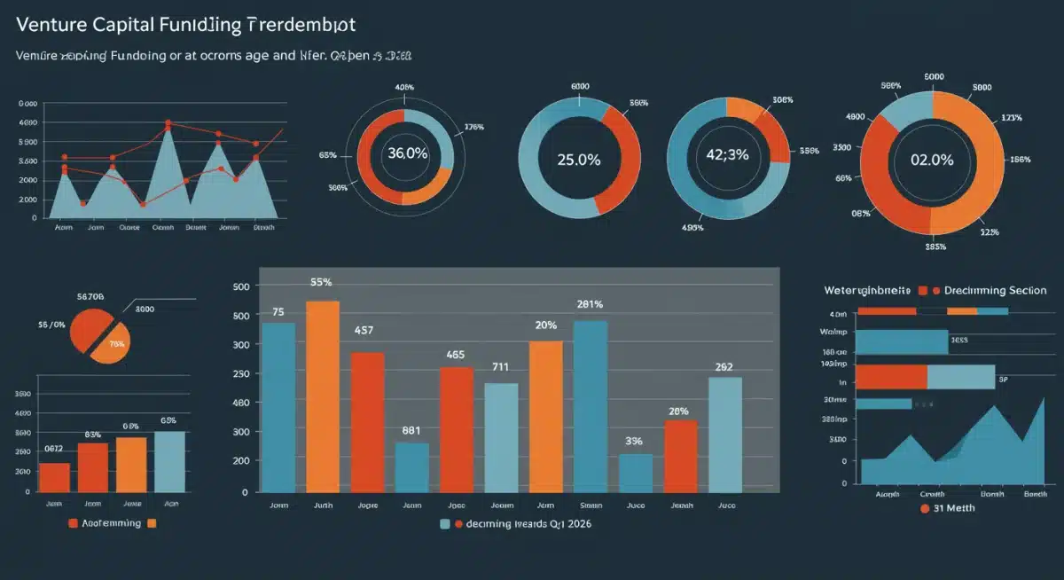 Infographic detailing Q1 2026 venture capital funding distribution across technology, healthcare, and other sectors.