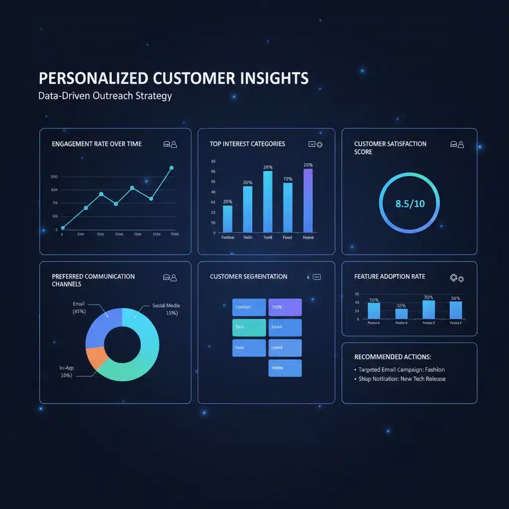 Data analytics dashboard showing customer behavior and engagement metrics