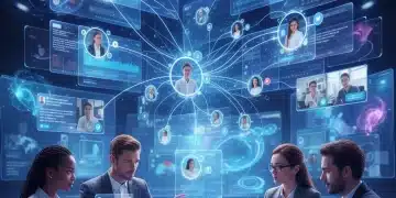 Futuristic digital interface for hyper-personalized outreach with AI elements