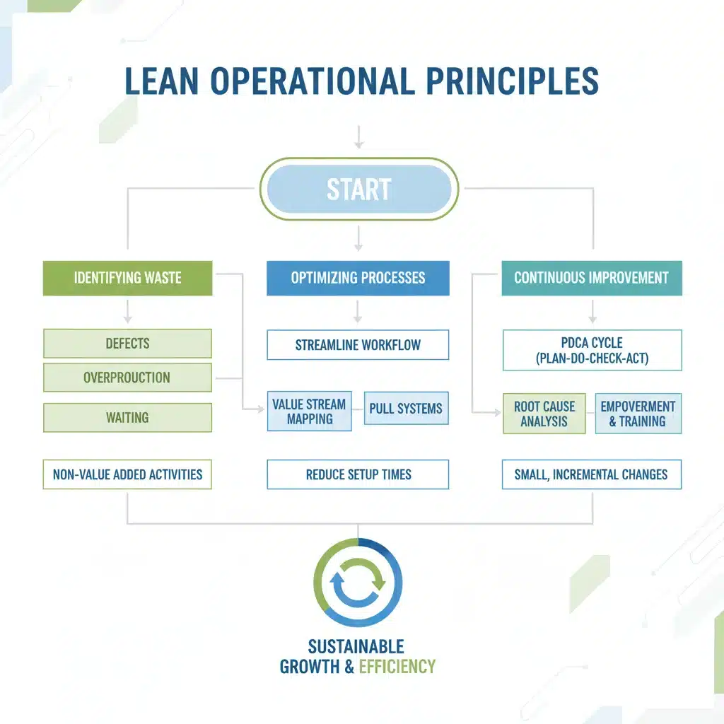 Infographic demonstrating lean operational principles for startups