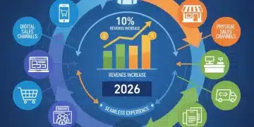 Omni-channel sales strategy infographic with interconnected channels and revenue growth.