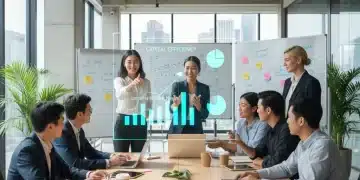 Entrepreneurs collaborating on capital efficiency strategies for startup growth