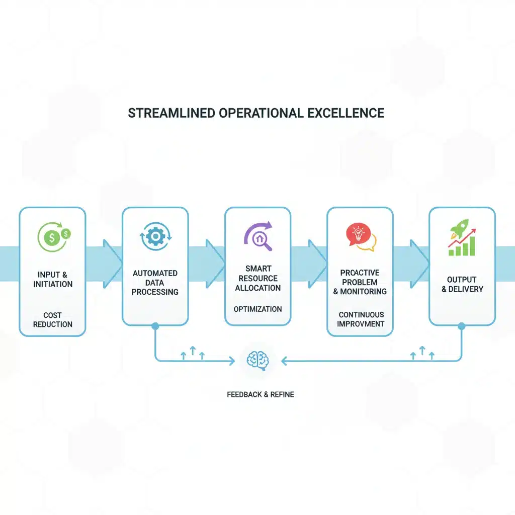 Infographic demonstrating streamlined operational processes for efficiency and cost reduction