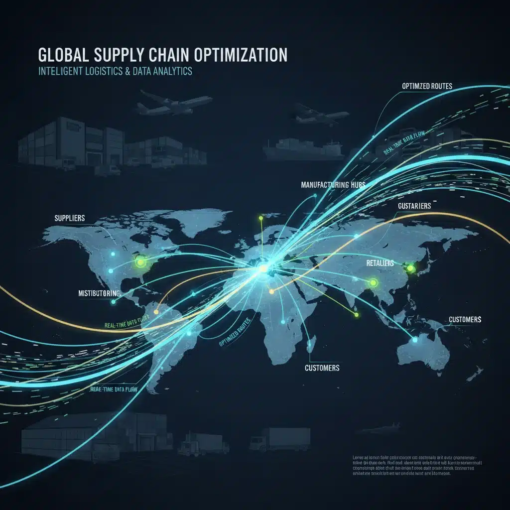 Optimized supply chain logistics infographic.