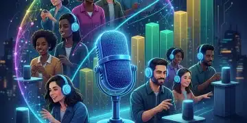 Illustration of audio marketing growth with podcasts and voice search
