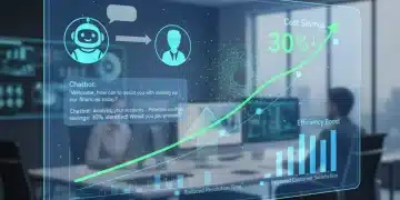 AI chatbot interface showing cost reduction metrics and customer service improvements.
