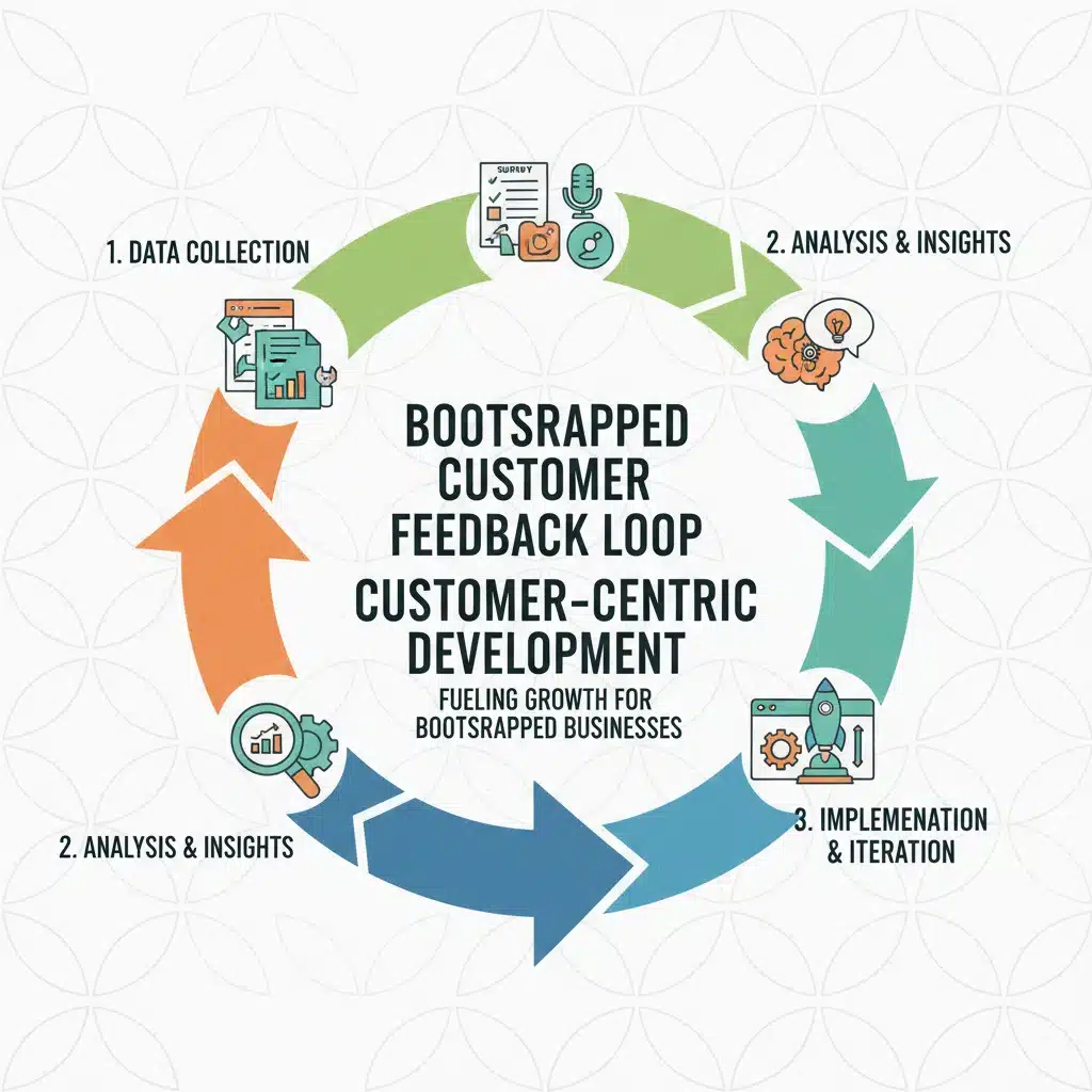 Customer feedback loop graphic, highlighting iterative product development and user engagement.