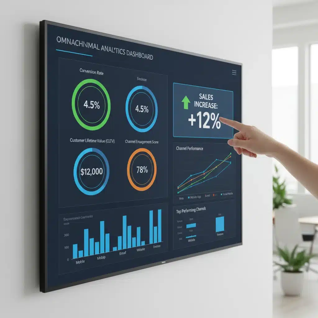 Analytics dashboard showing 12% sales increase from omnichannel efforts