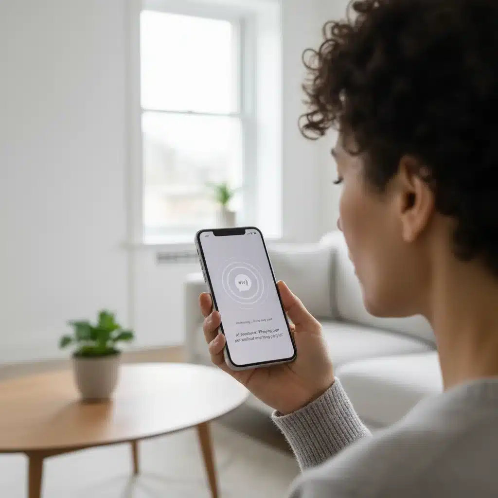 Person using a smartphone for voice search, showcasing AI assistant interaction.