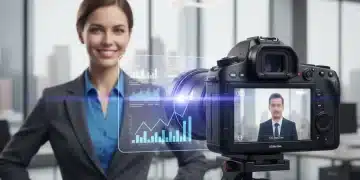 Professional engaging in video prospecting with a confident smile, showing high engagement