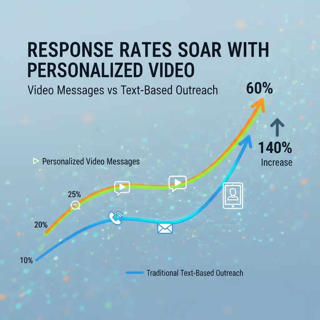 Infographic showing higher response rates with personalized video messages