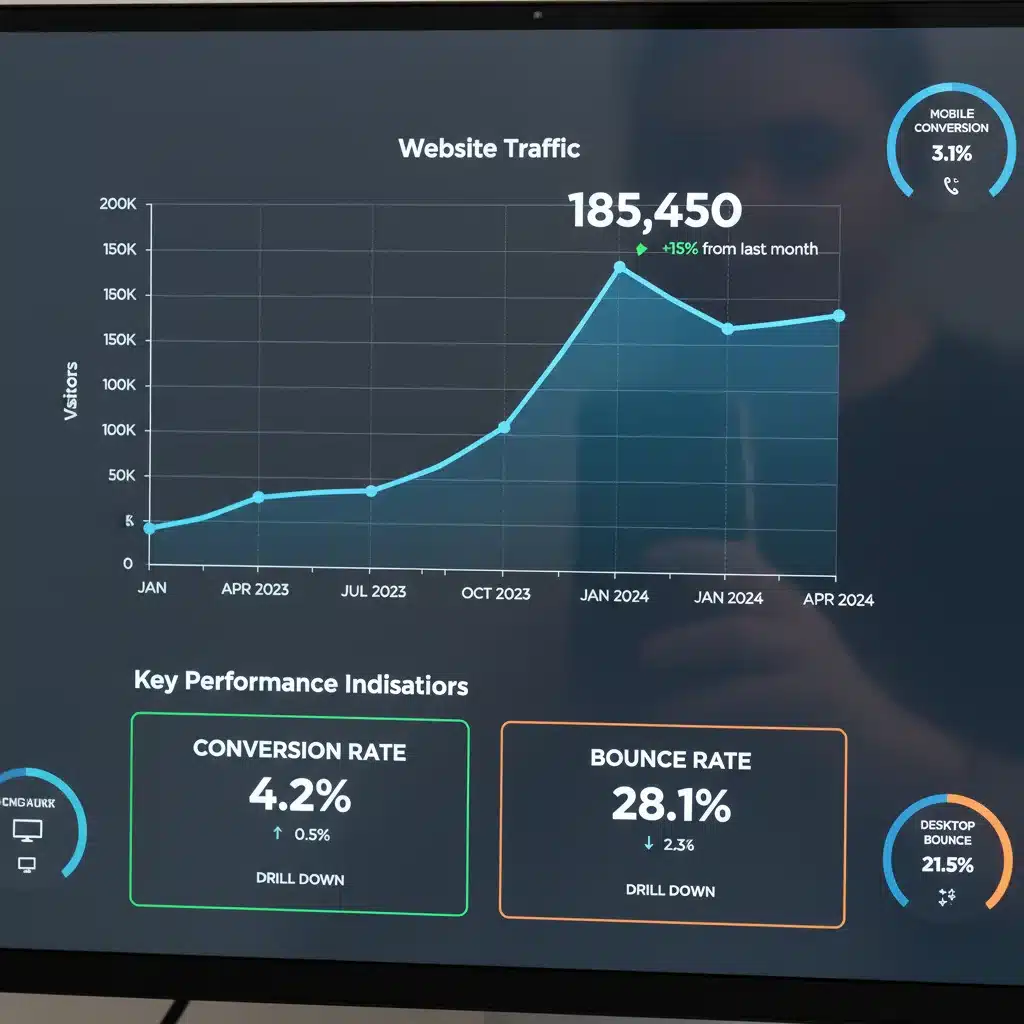 Detailed data visualization of website traffic trends on a marketing analytics platform