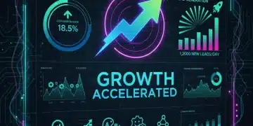 Futuristic digital dashboard showing conversion rate optimization metrics and growth