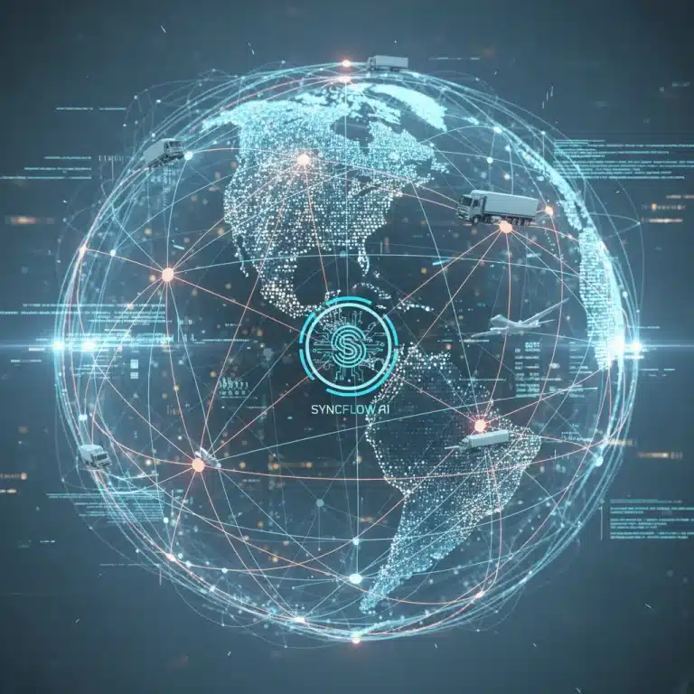 Global supply chain network with digital overlay, emphasizing resilience for U.S. startups
