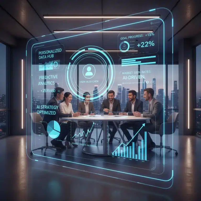 AI-driven personalization dashboard showing conversion rate increase trends for US businesses.