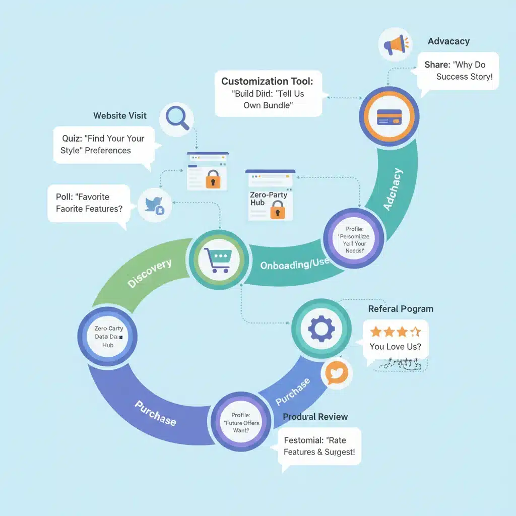 Customer journey with zero-party data collection points